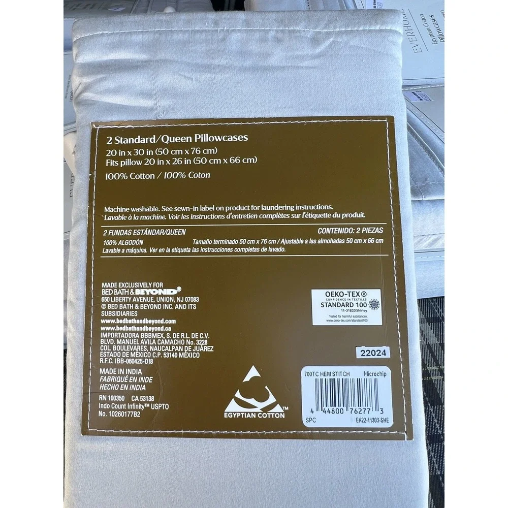 Everhome Egyptian Cotton Pillowcases 2 Standard/queen 700 Thread Count Gray‎